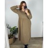 Šaty dlouhé volnočasové dlouhý rukáv dámské nadrozměr (46/48/50 ONE SIZE) ITALSKÁ MÓDA IMSM2424575/DU (Velikost 48/50, Barva vínová)