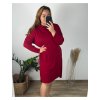 Šaty úpletové s rolákem dlouhý rukáv dámský nadrozměr (54/56 ONE SIZE) ITALSKÁ MÓDA IM424VIVIEN/DUR (Velikost 54/56, Barva červená)