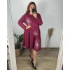 Šaty dlouhé volnočasové dlouhý rukáv dámské nadrozměr (56/58 ONE SIZE) ITALSKÁ MÓDA IMSM24609/DU (Velikost 56/58, Barva vínová)