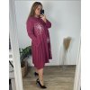 Šaty dlouhé volnočasové dlouhý rukáv dámské nadrozměr (56/58 ONE SIZE) ITALSKÁ MÓDA IMSM24609/DU (Velikost 56/58, Barva vínová)