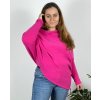 Svetr šikmý dlouhý rukáv dámské nadrozměr (48/50/52 ONE SIZE) ITALSKá MóDA IM424509XL/DUR (Velikost 50/52, Barva vínová)