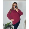 Svetr šikmý dlouhý rukáv dámské nadrozměr (48/50/52 ONE SIZE) ITALSKá MóDA IM424509XL/DUR (Velikost 50/52, Barva vínová)