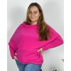 Svetr šikmý dlouhý rukáv dámské nadrozměr (48/50/52 ONE SIZE) ITALSKá MóDA IM424509XL/DUR (Velikost 50/52, Barva vínová)