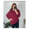 Svetr šikmý dlouhý rukáv dámské nadrozměr (48/50/52 ONE SIZE) ITALSKá MóDA IM424509XL/DUR