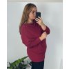 Svetr šikmý dlouhý rukáv dámské nadrozměr (48/50/52 ONE SIZE) ITALSKá MóDA IM424509XL/DUR (Velikost 50/52, Barva vínová)