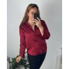 Košile saténová dlouhý rukáv dámské nadrozměr (46/48 ONE SIZE) ITALSKá MóDA IM324SIRENA/DU (Velikost 46/48, Barva vínová)