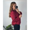 Košile saténová dlouhý rukáv dámské nadrozměr (46/48 ONE SIZE) ITALSKá MóDA IM324SIRENA/DU (Velikost 46/48, Barva vínová)