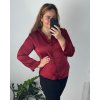 Košile saténová dlouhý rukáv dámské nadrozměr (46/48 ONE SIZE) ITALSKá MóDA IM324SIRENA/DU (Velikost 46/48, Barva vínová)