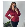 Košile saténová dlouhý rukáv dámské nadrozměr (46/48 ONE SIZE) ITALSKá MóDA IM324SIRENA/DU (Velikost 46/48, Barva vínová)