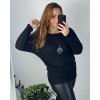 Tunika s přívěskem dlouhý rukáv dámská nadrozměr  (48/50 ONE SIZE) ITALSKÁ MÓDA IM424NEKLES/DUR (Velikost 48/50, Barva vínová)