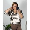 Tunika 3/4 rukáv dámská nadrozměr (46/48 ONE SIZE) ITALSKÁ MÓDA IMWCE243497/DUR (Velikost 46/48, Barva hnědá)