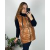 Vesta šusťáková na zip dámská (S-2XL) POLSKÁ MóDA PMWC23C208130/DU (Velikost S, Barva hnědá)