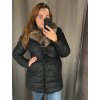 Kabát koženkový s kožíškem zimní dámský (s-xxl) METROFIVE PM21LZ13001-2/DR (Velikost S, Barva Černá)