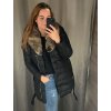 Kabát koženkový s kožíškem zimní dámský (s-xxl) METROFIVE PM21LZ13001-2/DR (Velikost S, Barva Černá)