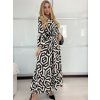Šaty dlouhé  dlouhý rukáv dámské (M/L ONE SIZE) ITALSKá MóDA IM424TERA-2/DU (Velikost M/L, Barva Černo-bílá)