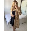 Cardigan pletený dlouhý rukáv dámská (S/M ONE SIZE) ITALSKÁ MÓDA IMPSH233091/DUR (Velikost S/M, Barva béžová)