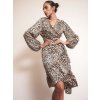 Šaty elegantní šifonové dlouhý rukáv leopard dámské (S/M ONE SIZE) ITALSKÁ MÓDA IMM24M4095/DU (Velikost S/M, Barva hnědá)