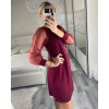 Šaty elegantní s přívěskem dlouhý rukáv dámské (S/M/L ONE SIZE) ITALSKÁ MÓDA IM424NEKLESA/DR (Velikost S/M/L, Barva Černá)