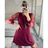 Šaty elegantní s přívěskem dlouhý rukáv dámské (S/M/L ONE SIZE) ITALSKÁ MÓDA IM424NEKLESA/DR (Velikost S/M/L, Barva Černá)