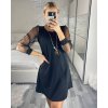 Šaty elegantní s přívěskem dlouhý rukáv dámské (S/M/L ONE SIZE) ITALSKÁ MÓDA IM424NEKLESA/DR (Velikost S/M/L, Barva Černá)
