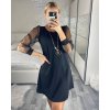 Šaty elegantní s přívěskem dlouhý rukáv dámské (S/M/L ONE SIZE) ITALSKÁ MÓDA IM424NEKLESA/DR (Velikost S/M/L, Barva Černá)