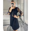 Šaty elegantní s přívěskem dlouhý rukáv dámské (S/M/L ONE SIZE) ITALSKÁ MÓDA IM424NEKLESA/DR (Velikost S/M/L, Barva Černá)