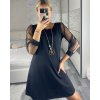 Šaty elegantní s přívěskem dlouhý rukáv dámské (S/M/L ONE SIZE) ITALSKÁ MÓDA IM424NEKLESA/DR (Velikost S/M/L, Barva Černá)