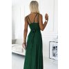 498-2 Dlouhé šaty s výstřihem a dvojitými ramínky - zelené se třpytkami (Velikost S)