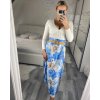 Sukně dlouhá saténová s páskem dámská (S/M ONE SIZE) ITALSKÁ MÓDA IMC24FLOWEER/DR