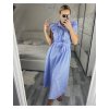 Šaty košilové plátěné bez rukávu dlouhé dámské proužek  (uni s/m) ITALSKá MóDA IMM24BR3239/DR (Velikost S/M, Barva modrá)