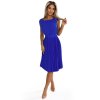 311-16 LILA Plisované šaty s krátkým rukávem - Royal Blue (Velikost XS)