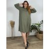 Šaty dlouhé 3/4 dlouhý rukáv dámské nadrozměr (50/52 ONE SIZE) ITALSKÁ MÓDA IMC24KRISTY/DUR (Velikost 50/52, Barva zelená)
