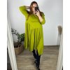 Šaty dlouhé 3/4 dlouhý rukáv dámské nadrozměr (50/52/54 ONE SIZE) ITALSKÁ MÓDA IMC24376/DUR (Velikost 50/52, Barva zelená)