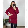 Šaty volnočasové dlouhý rukáv dámské nadrozměr (42/44 ONE SIZE) ITALSKÁ MÓDA IMSM24NICOLA/DU (Velikost 42/44, Barva vínová)