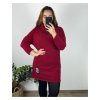 Šaty volnočasové dlouhý rukáv dámské nadrozměr (42/44 ONE SIZE) ITALSKÁ MÓDA IMSM24NICOLA/DU (Velikost 42/44, Barva vínová)