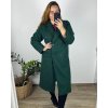Kabát na knoflíky  dámský nadrozměr (48/50 ONE SIZE) ITALSKá MóDA IM324SILVIA/DR (Velikost 48/50, Barva tmavě smaragdová)