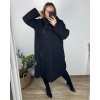 Kabát flaušový s kapucí dlouhý rukáv dámský nadrozměr (54/56/58 ONE SIZE) ITALSKÁ MÓDA IMWC241115/DR