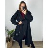 Kabát flaušový s kapucí dlouhý rukáv dámský nadrozměr (54/56/58 ONE SIZE) ITALSKÁ MÓDA IMWC241115/DR