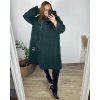 Kabát flaušový s kapucí dlouhý rukáv dámský nadrozměr (54/56/58 ONE SIZE) ITALSKÁ MÓDA IMWC241115/DR