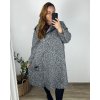 Kabát flaušový s kapucí dlouhý rukáv dámský nadrozměr (54/56/58 ONE SIZE) ITALSKÁ MÓDA IMWC241115/DR
