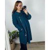Kabát flaušový s kapucí dlouhý rukáv dámský nadrozměr (54/56/58 ONE SIZE) ITALSKÁ MÓDA IMWC241115/DR