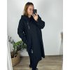Kabát flaušový s kapucí dlouhý rukáv dámský nadrozměr (54/56/58 ONE SIZE) ITALSKÁ MÓDA IMWC241115/DR