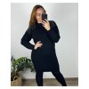 Šaty teplé dlouhý rukáv dámské nadrozměr  (42/44/46 ONE SIZE) ITALSKÁ MÓDA IMD24428/DR (Velikost 44/46, Barva Černá)