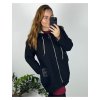 Mikina teplá dlouhý rukáv dámská nadrozměr (54/56/58 ONE SIZE) ITALSKÁ MÓDA IMSM24KENDY/DU (Velikost 56/58, Barva Černá)