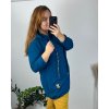 Mikina s kapucí dlouhý rukáv dámská nadrozměr (52/54/56 ONE SIZE) ITALSKÁ MÓDA IMD24LUISA/DU (Velikost 54/56, Barva Černá)