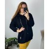 Mikina s kapucí dlouhý rukáv dámská nadrozměr (52/54/56 ONE SIZE) ITALSKÁ MÓDA IMD24LUISA/DU (Velikost 54/56, Barva Černá)