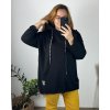 Mikina s kapucí dlouhý rukáv dámská nadrozměr (52/54/56 ONE SIZE) ITALSKÁ MÓDA IMD24LUISA/DU (Velikost 54/56, Barva Černá)