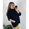 Svetr se stojáčkem dlouhý rukáv dámský (54/56/58 ONE SIZE) ITALSKÁ MÓDA IMBM24B362/DU (Velikost 56/58, Barva Černá)