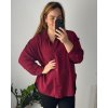 Košile dlouhý rukáv dámská nadrozměr (50/52 ONE SIZE) ITALSKÁ MÓDA IM324ANABEL/DUR (Velikost 50/52, Barva vínová)