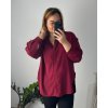 Košile dlouhý rukáv dámská nadrozměr (50/52 ONE SIZE) ITALSKÁ MÓDA IM324ANABEL/DUR (Velikost 50/52, Barva vínová)